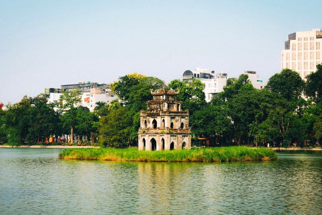 Turtle Tower on Hoàn Kiếm Lake in Hà Nội